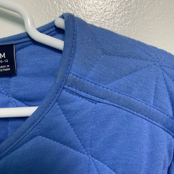 Lands’ End Periwinkle Blue Quilted Button Snap Coat Size Medium - Picture 5 of 8